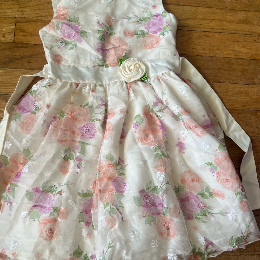 Floral Kids Dress with Pink and White Accents